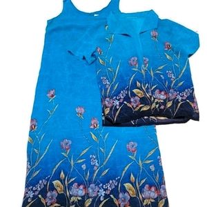 VTG dress Adolfo blue two piece sleeveless maxi from 90's or Y2K